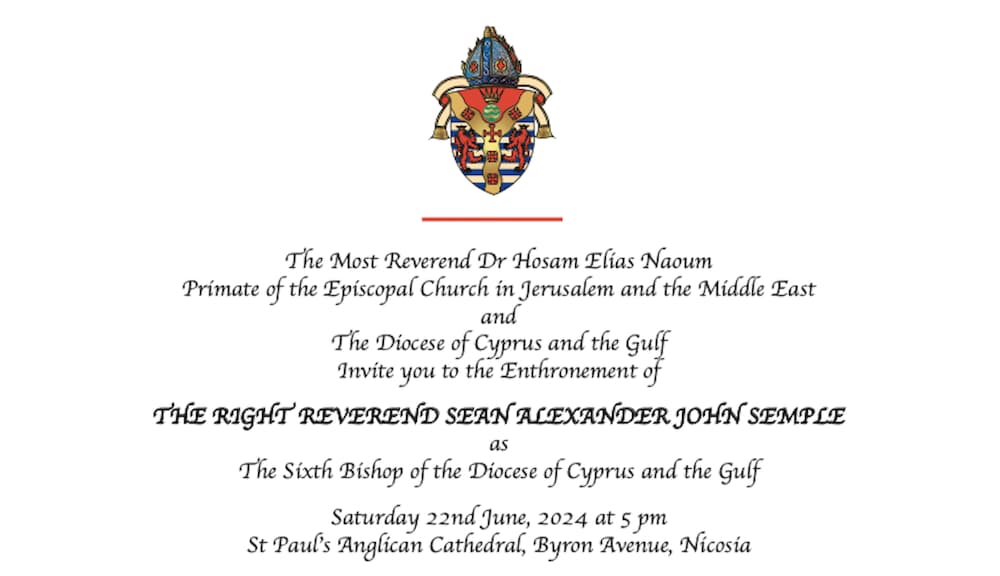 Read more about the article Join us online: Bishop Sean’s Enthronement, St Paul’s Nicosia